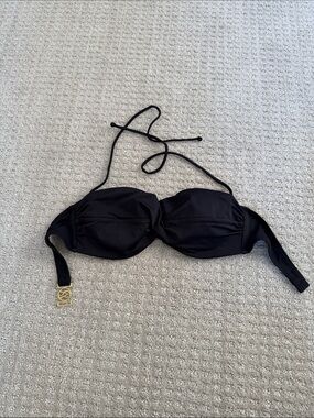 Victoria's Secret Black Bandeau Bikini Top with Gold Accent sz 34C